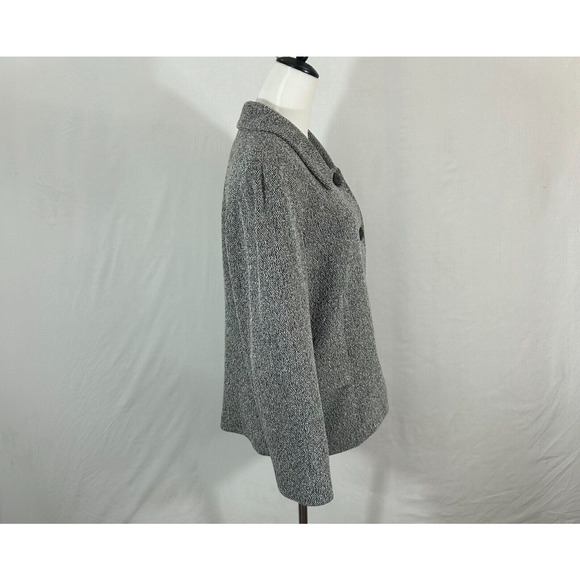 J Jill Blazer Womens 16 Gray Tweed Single Breasted Button Front Career Jacket - Picture 3 of 12